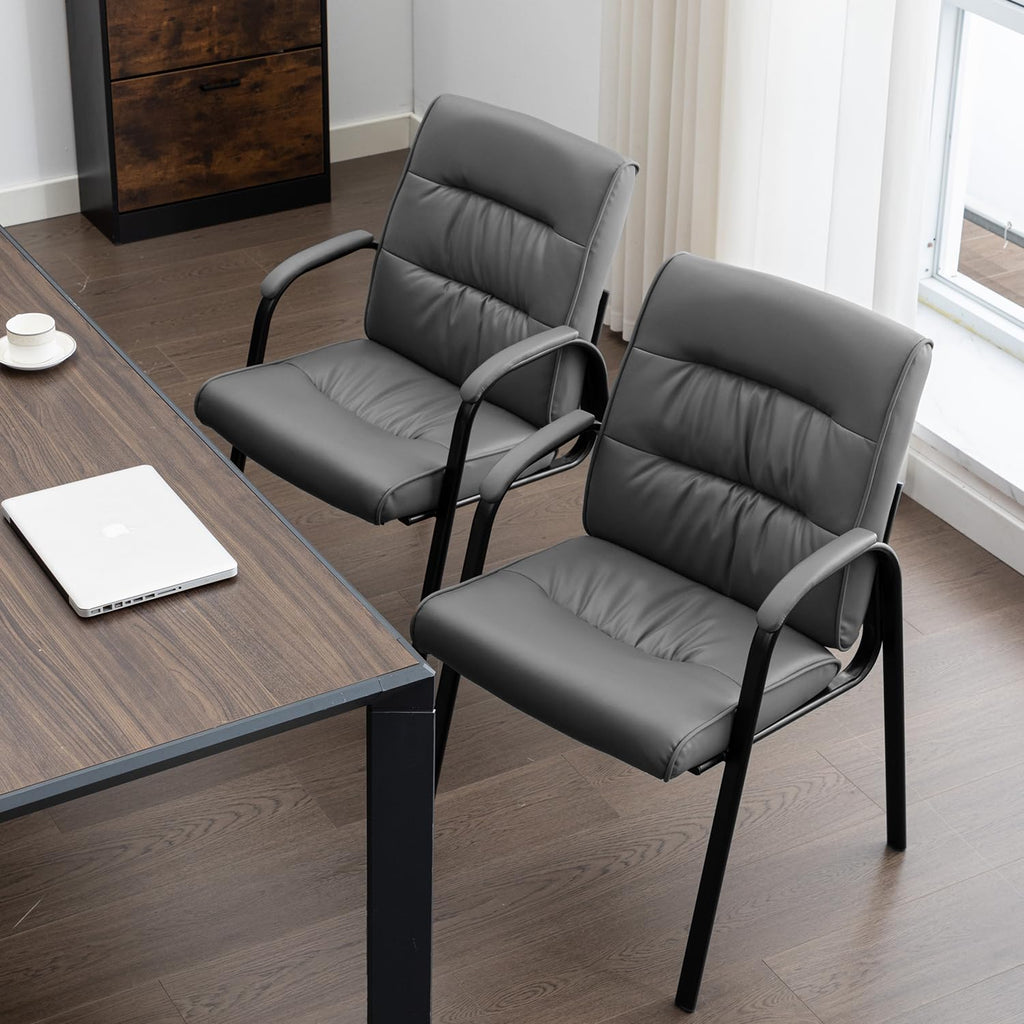 Boiskom Office Guest Reception Chair Set of 6, Conference Room Chairs Waiting Room Chairs 6 Pack, Modern Leather Office Desk Chair No Wheels.