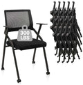 Clatina Stackable Foldable Conference Room Chairs with Wheels, Portable Padded Office Desk Chair with Lumbar Support and Armrest for Training