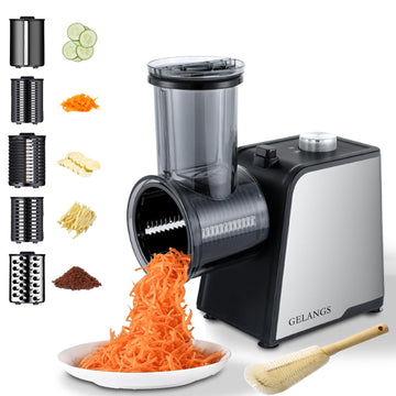 5 In 1 Electric vegetable slicer?300W Electric Cheese Grater Salad Shooter, One-Touch Easy Control, Electric Grater for Vegetables, Cheeses and NutsFor Home Kitchen