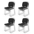 Vingli Stackable Plastic Mesh Padded Chairs for Office Set of 12, Black, 12 Pack
