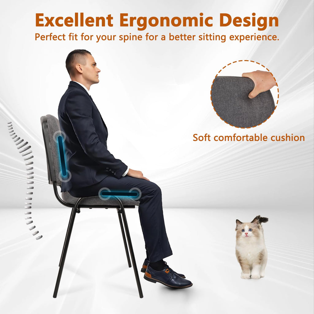 Clatina Set of 5 Pack Waiting Room Chair Fabric Grey Stackable Chairs Metal Frame with Thickened Seat Back Cushion for Waiting Conference Room