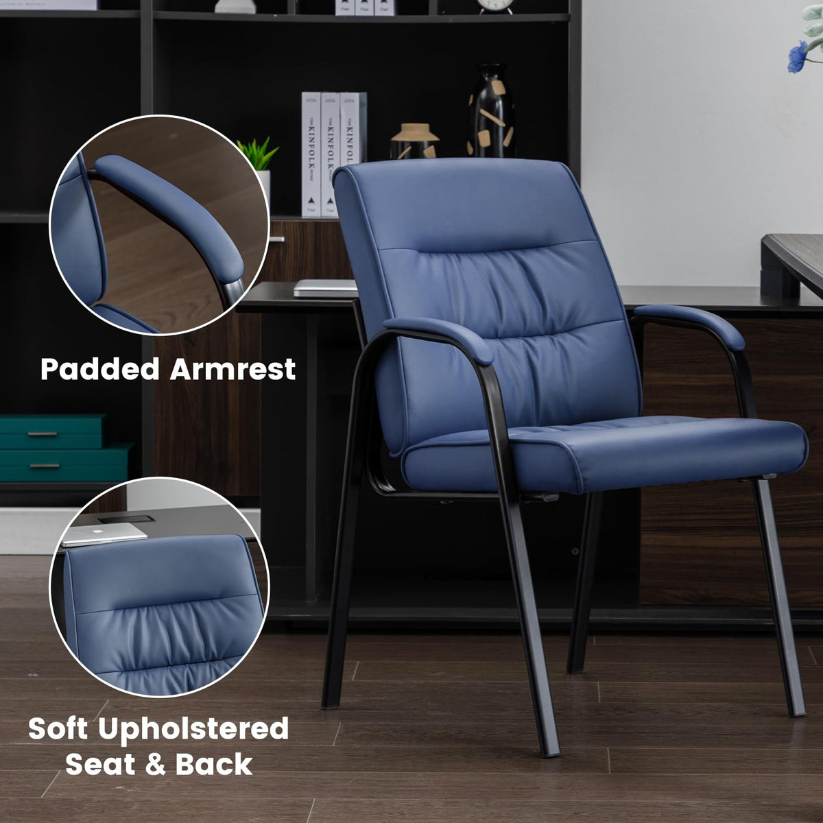 Boiskom Office Guest Reception Chair Set of 6, Conference Room Chairs Waiting Room Chairs 6 Pack, Modern Leather Office Desk Chair No Wheels.