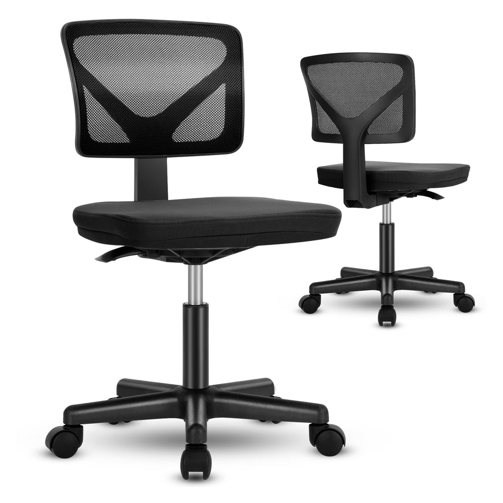 Dumos Armless Desk Chairs, 2 Pack, Small Home Office Mesh Chairs, Set of 2, Black