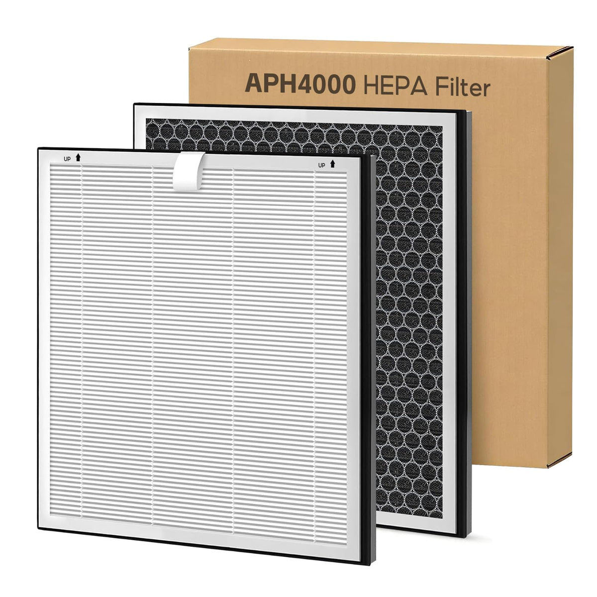 2-pack APH4000 Replacement Filter, Compatible with KNKA APH4000 Air Purifier, Activated Carbon Filter+ True HEPA Filter