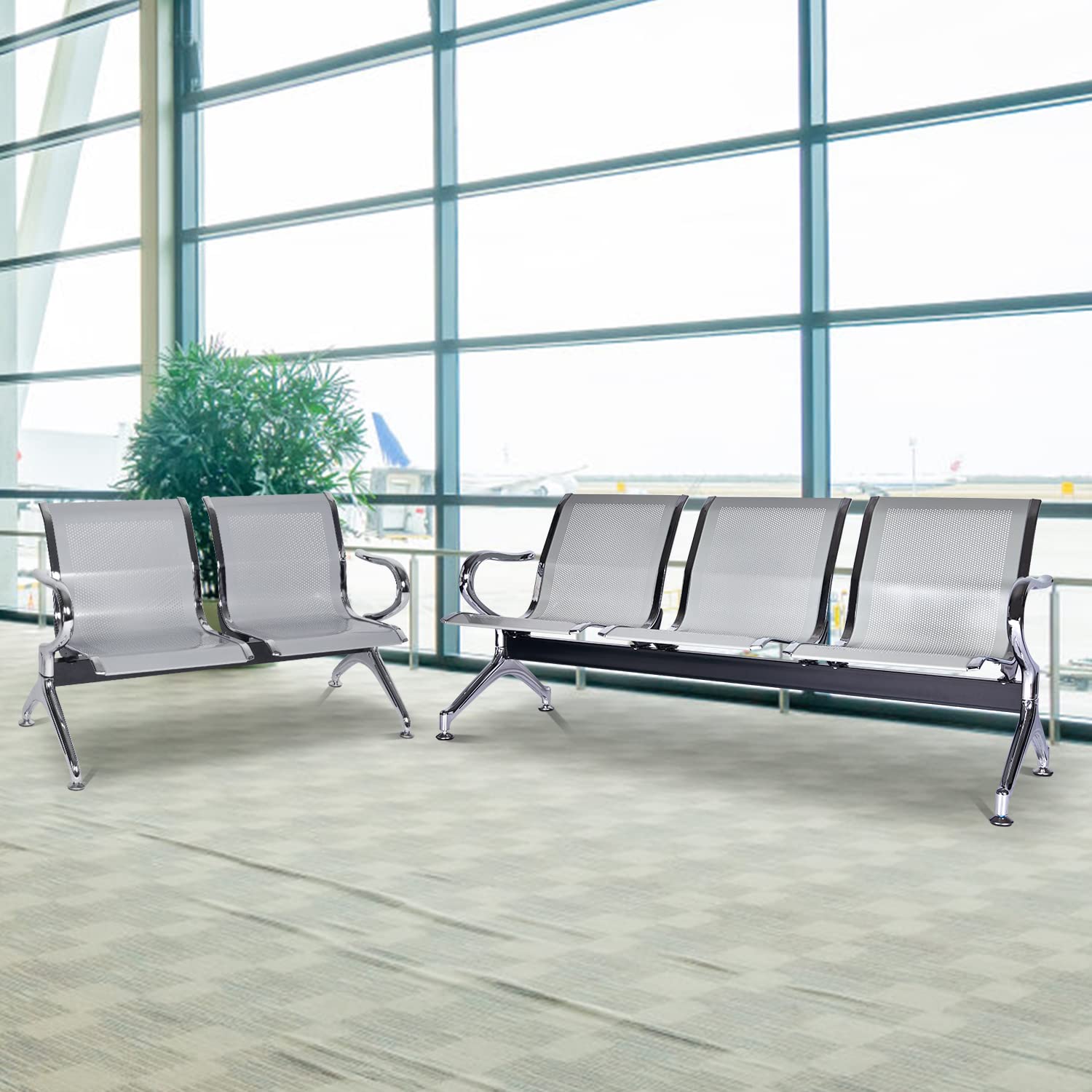 5-seat Waiting Room Chairs Sofa Furniture - Waiting Room Bench with Arms Airport Reception Bench Guest Reception Chairs Lobby Bench Waiting