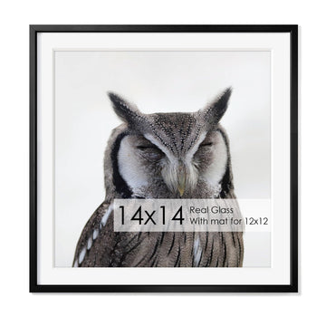 Fun Memories 14x14 Aluminum Picture Frame, Premium Square Photo Frames with Mat for 12x12 or Without Mat for 14x14, Simple and Elegant Decor for Wall Mounting, Black, 1 Pack