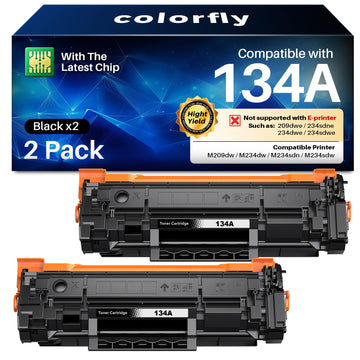 colorfly 134A Toner Cartridges with Chip Replacement for HP 134A Black Toner Cartridge W1340A Toner 134X Toner Work with LaserJet 209dw MFP M234dw M234sdw M234sdn Printer
