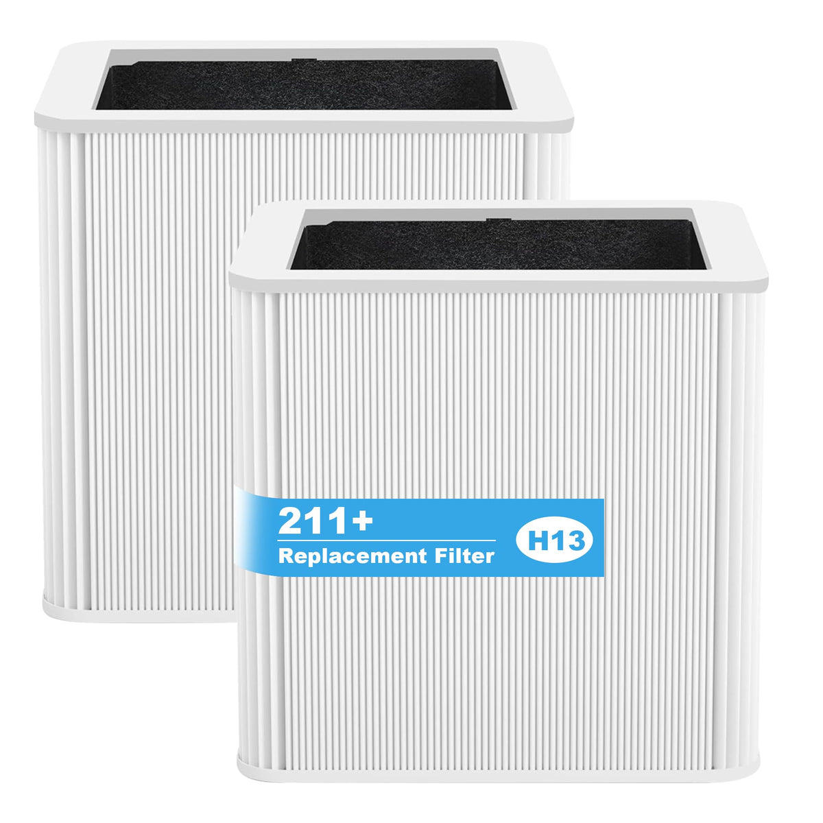 (2-Pack) 211+ Replacement Filter Compatible with Blue Pu-re 211+ Air Cleaner Purifier Series, 2 Stage Filtration System of H13 True HEPA and Activated Carbon Filter