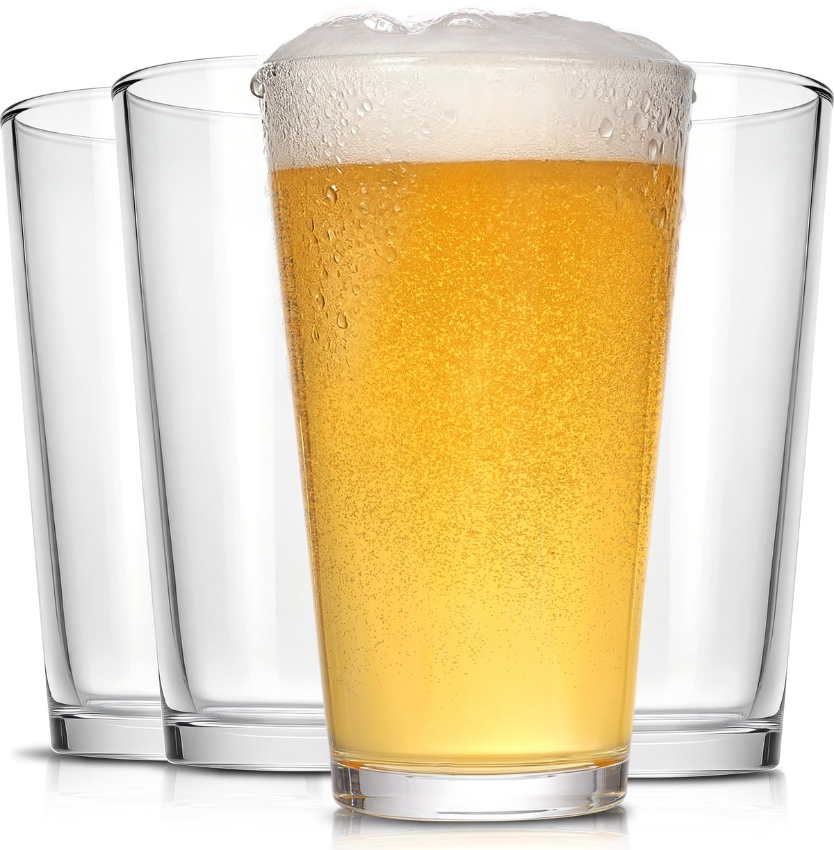 CUCUMI Beer Pint Glasses Set of 4,16 oz Drinking Glasses,Cocktail Glasses Made for Hot & Cold Beverages Mixing Glass & Highball Set of 6 for Homes, Pubs & More