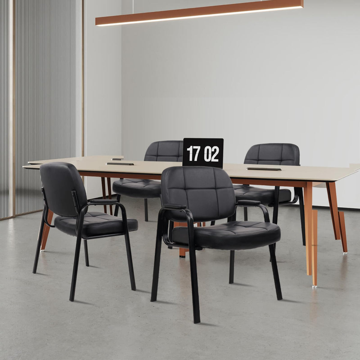 Clatina Waiting Room Guest Chair with Bonded Leather Padded Arm Rest Modern Style for Office Reception and Conference Desk Class Black 4 Pack