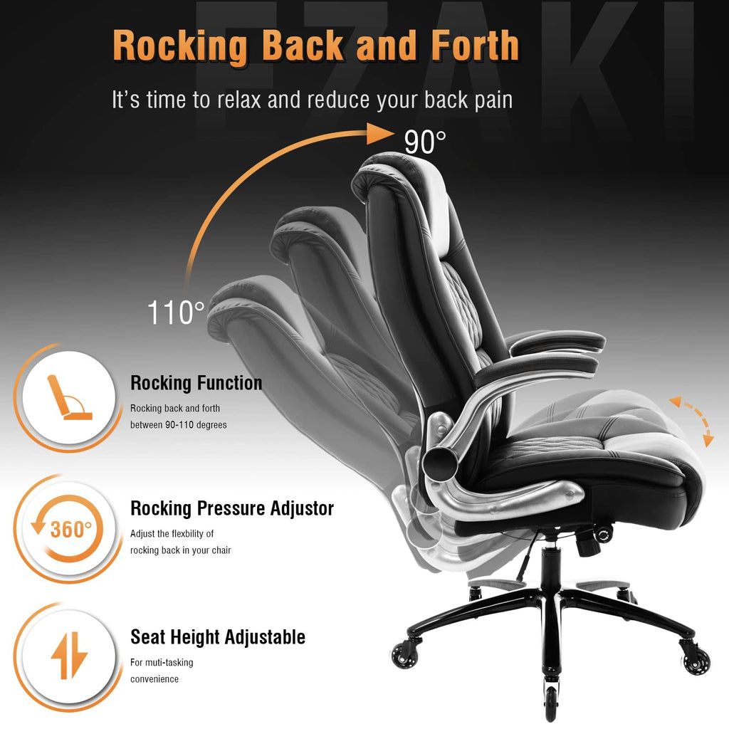 High Back Office Chair, Ergonomic Executive Computer Desk Chair, Large, Black
