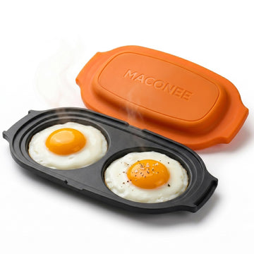 MACONEE Microwave Egg Fryer | Cooker & Poacher for Breakfast Sandwiches | Maker for 2 Eggs | Dishwasher-Safe & BPA-free