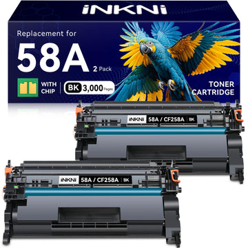 InkNI CF258A 58A Toner Cartridge Black (with Chip) Compatible Replacement for HP 58A 58X CF258A CF258X for LaserJet MFP M428fdw M428fdn M428dw M404 M428 Pro M404n M404dn M404dw Printer(2 Pack)