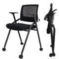 Slkjchr 2 Pack Foldable Office Chairs with Wheels, Mesh Back, Arms and Portable - Folding Office Chairs for Conference Room Chair, Office Guest