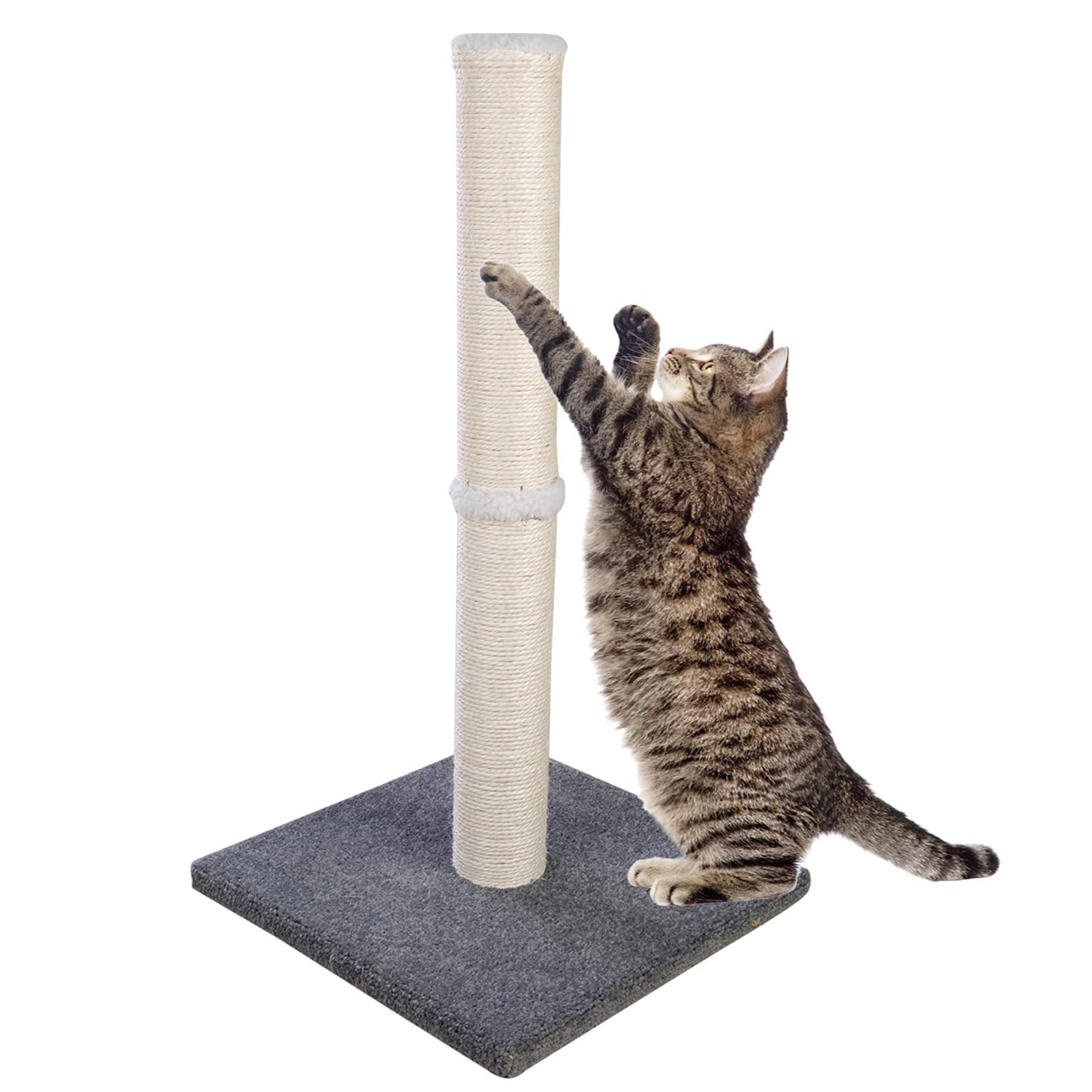 Cat Scratching Post Carpet, Tall Big Sisal Rope Cat Scratch Pole for Cats and Kittens, Stable Carpeted Heavy Base (Blue/Grey)