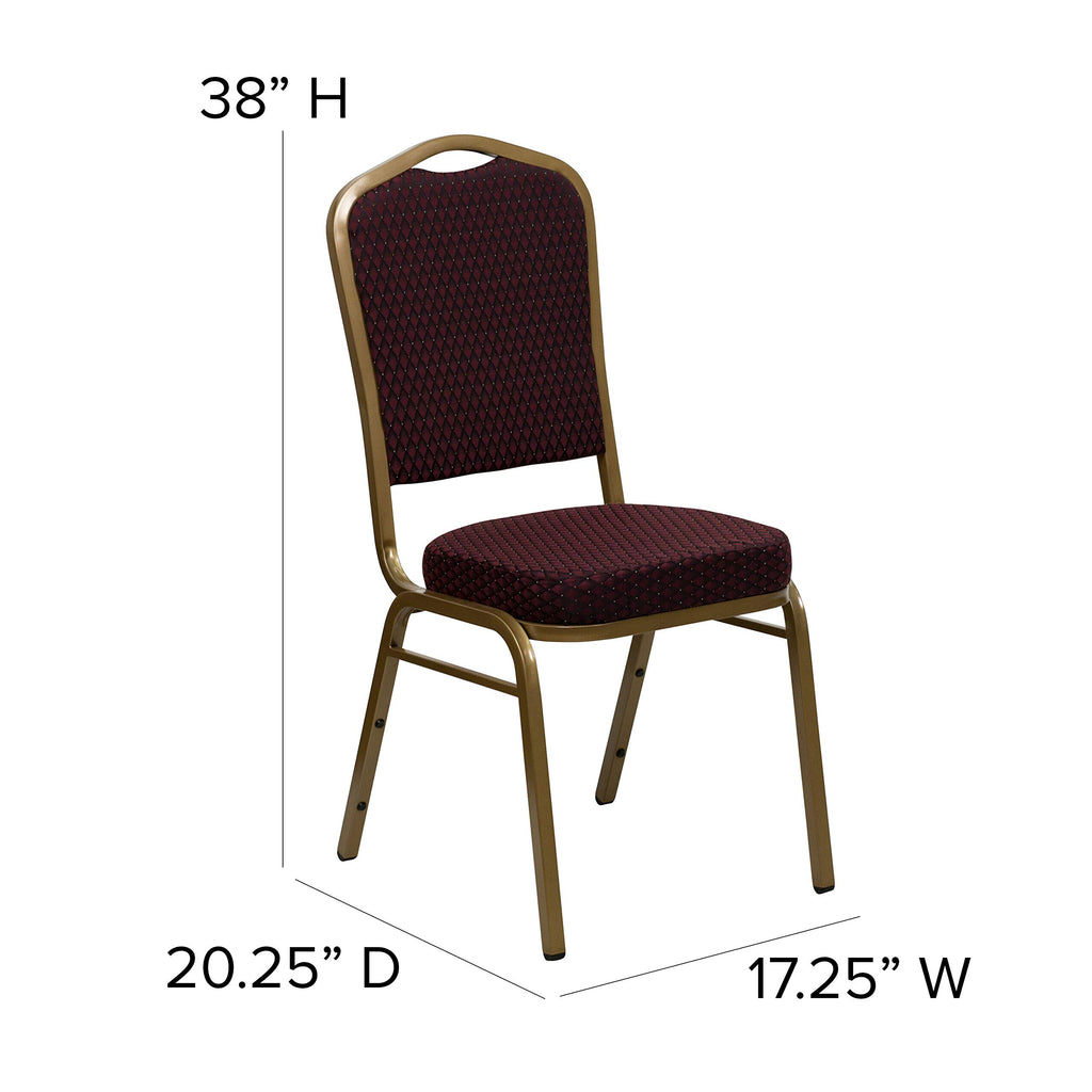 Flash Furniture Hercules Crown Back Stackable Banquet Chair, Burgundy, Set of 1, Burgundy Patterned Fabric/gold Frame