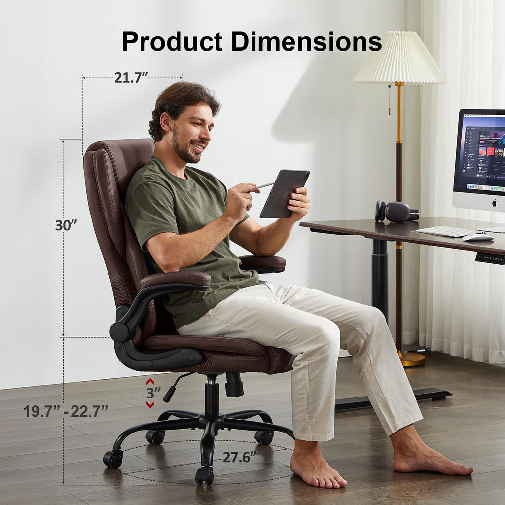 Amseatec Office Chair,big and Tall 400lbs, Ergonomic with Adjustable Backrest, Reclining Computer Chair with Double Lumbar Support, Thick
