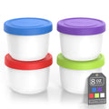 8oz Mini Ice Cream Containers with Silicone Lids (Set of 4) - Freezer Food Storage Containers, Reusable, LeakProof, For Homemade IceCream Containers - Blue, Red, Green, Purple