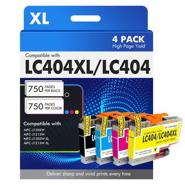 LC404 MFC-J1205W LC404XL Ink Cartridges for Brother Printer 4 Pack | Compatible for Brother LC 404 404XL MFC-J1215W MFCJ1215W MFCJ1205W MFC J1205W J1215W - High Yields Black Cyan Magenta Yellow