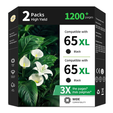 65XL Ink Cartridges Replacement for HP 65 XL Black Pack for HP65 HP65XL with Printer Deskjet 3755 3758 3772 3752 3720 3722 2600 2622 2652 2655 2624 2635 2640 Envy 5055 5000 5070 5052 5010 AMP 100 120