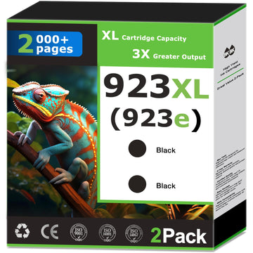 923XL 923e Black Ink Cartridges Compatible for HP 923 Black Ink Cartridges Combo Pack Work with OfficeJet Pro 8120 8122 8124 8125 8130 8122e 8124e 8125e 8130e Printer?Update with V19.8.1 Chip (2 Pack)