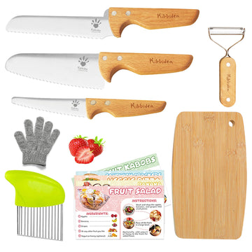 Kibbidea Kids Safe Knife Set for Real Cooking, 11Pcs Kitchen Cutting Set