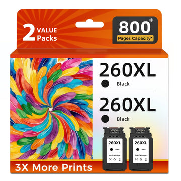 260XL Black Compatible Ink Cartridge Replacement for Canon PG-260 PG260 XL PG260XL Ink for Cannon TR7020 TR7020a TR7022 TS6420 TS6400 TS5300 TS5320 TS6420a Printer (Black 2-Pack)