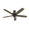 Hunter 60 inch Indoor Ceiling Fan with LED Lights - Ceiling Fan with Pull Chain, For Bedroom or Living Room, Standard Mount, No Remote, 5 Blades, Includes Bulbs - Dondra 52349, Noble Bronze