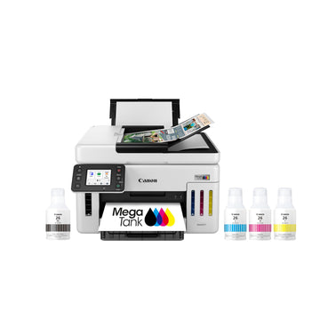 Canon Megatank GX6120 Wireless All-in-One Printer, Print, Scan and Copy, with 2.7" LCD Touch Screen and Auto Document Feeder, White | Print and Scan and Copy, 2.7-Inch Color Touchscreen, 50-Sheet Adf, 250-Sheet Tray, High-Yield Ink: 6, 000 B and W, 14