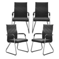 Okeysen Office Guest Chairs Set of 4, Modern Leather Reception Chairs with Mid Back & Sled Base, No-wheel Desk Chairs for Waiting Room &