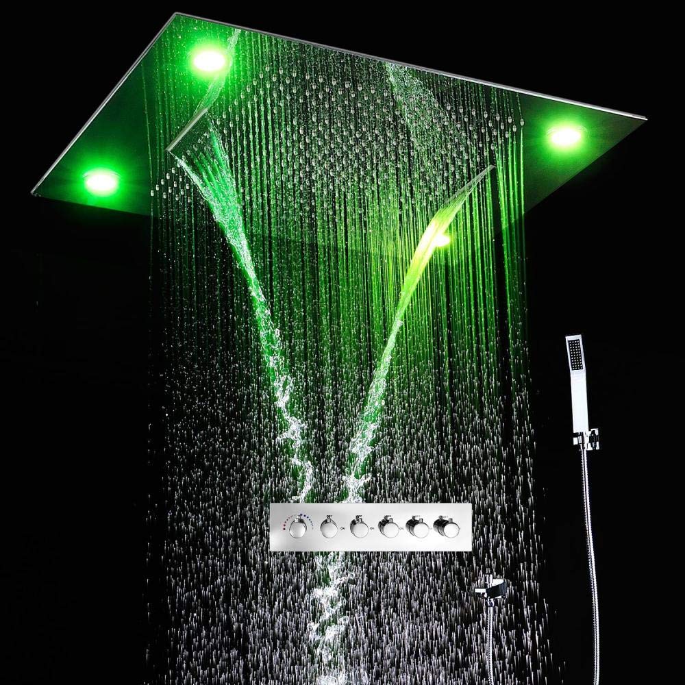 European Style Luxury Canopy Shower Set Constant Temperature Multi-Function Spa Spray Waterfall Rain Large Top Spray (Hot and cold spool)