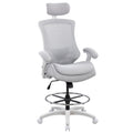 Boliss Ergonomic Drafting Chair High Back for Standing Desk-grey, Grey Frame Grey Mesh