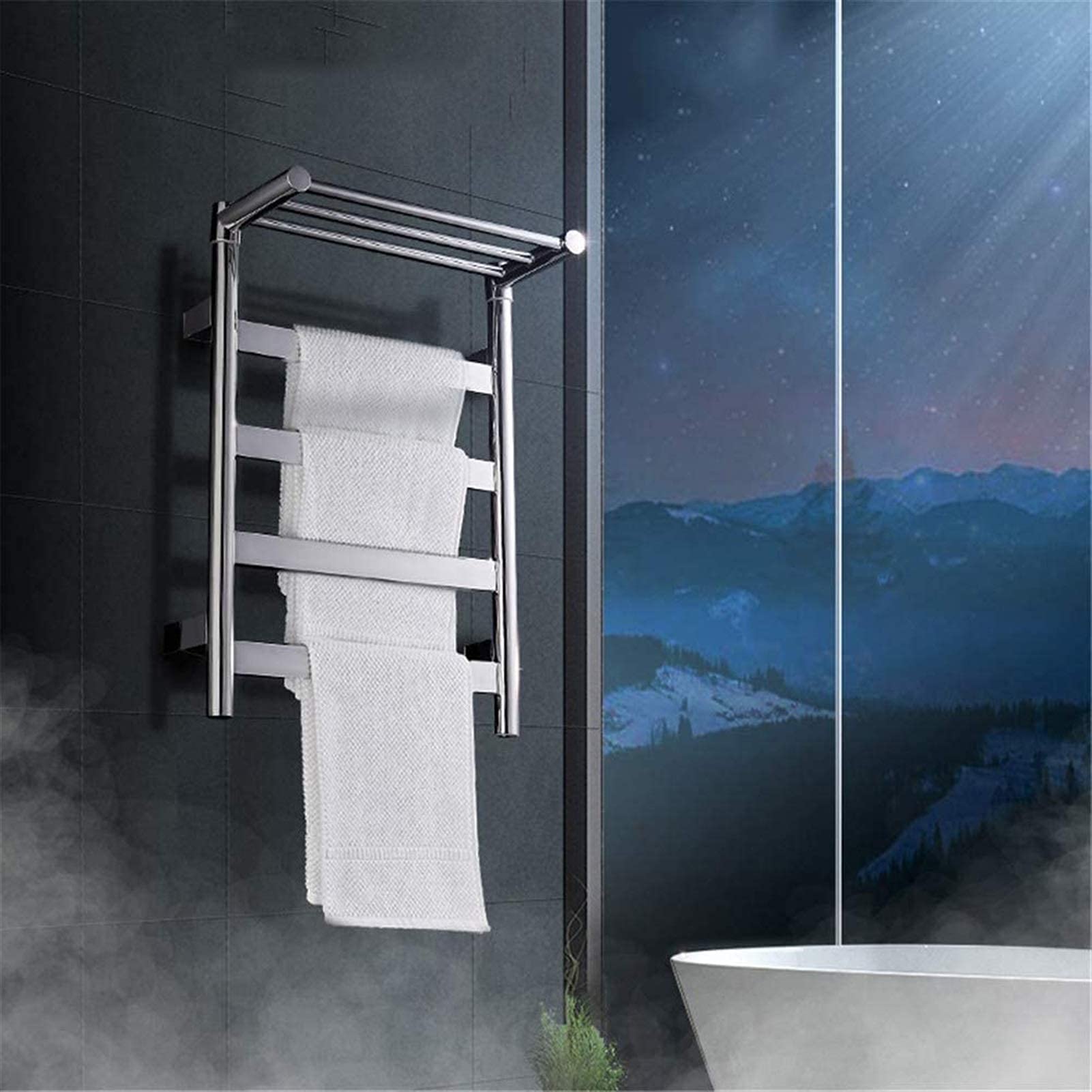 Heated Towel Rail Rails Towel Warmer Double Layer Electric Towel Rack Electric Towel Drying Rack for Bathroom Let You No Longer Feel Wet and Cold of Towels 23.6x17.7 (Size : Pl