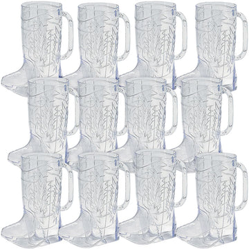Fun Express Cowboy Boot Cups Clear Plastic 17oz 12 Pack