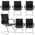 Dm Furniture Conference Room Chairs Set of 6, Waiting Room Chairs with Arms, Faux Leather Reception Chairs No Wheels, Office Guest Chairs with