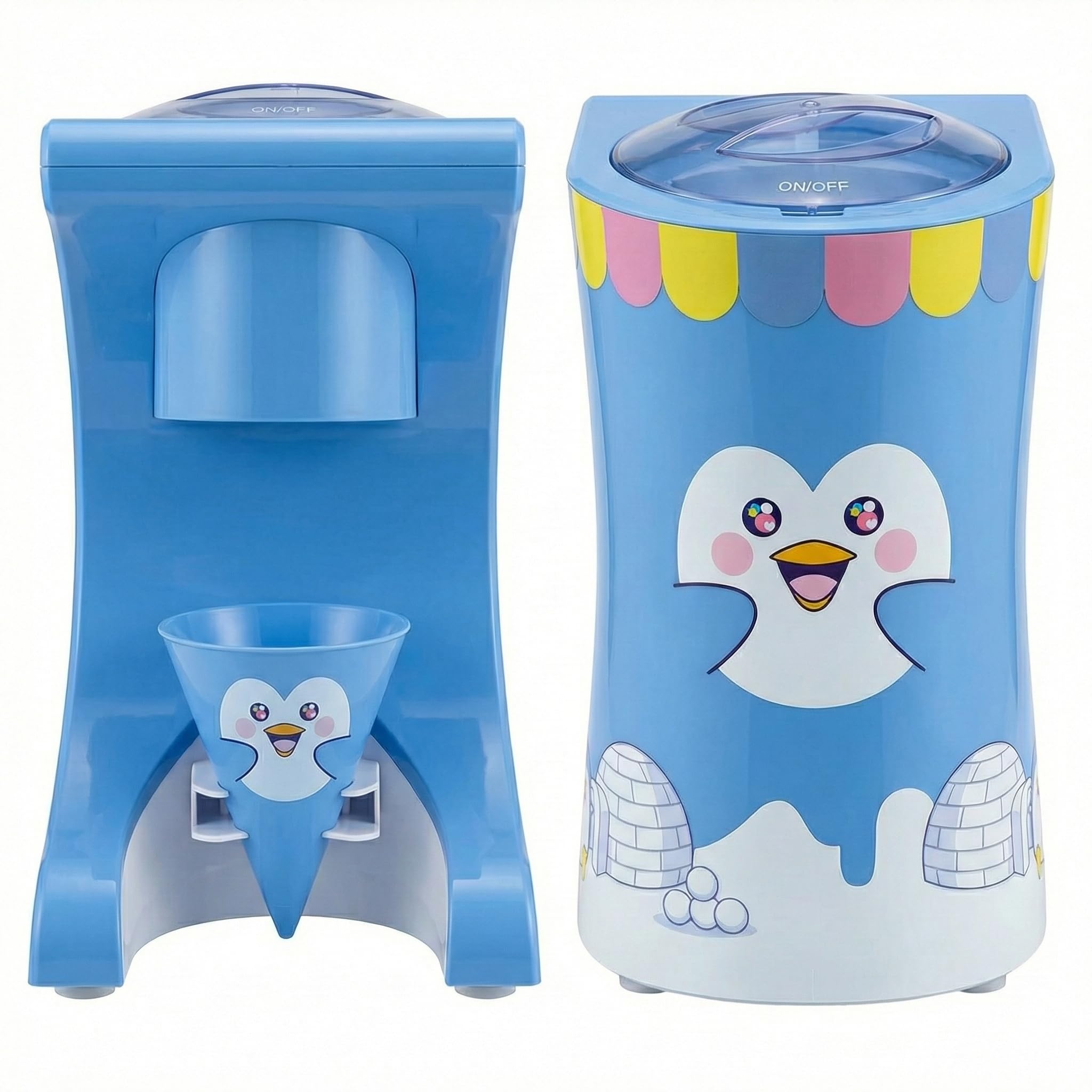 Fun Electric Snow Cone Machine for Kids & Home - Penguin Countertop Best Shaved Ice Machine Maker - Uses Regular Cubes or Crushed Ice for Instant Healthy Treats & Slushies