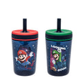 Zak Designs The Super Mario Galaxy Movie Kelso Toddler Tumblers For Travel or Home, 15oz 2-Pack Durable Plastic Sippy Cups With Leak-Proof Design is Perfect For Kids, BPA Free (Mario & Luigi)