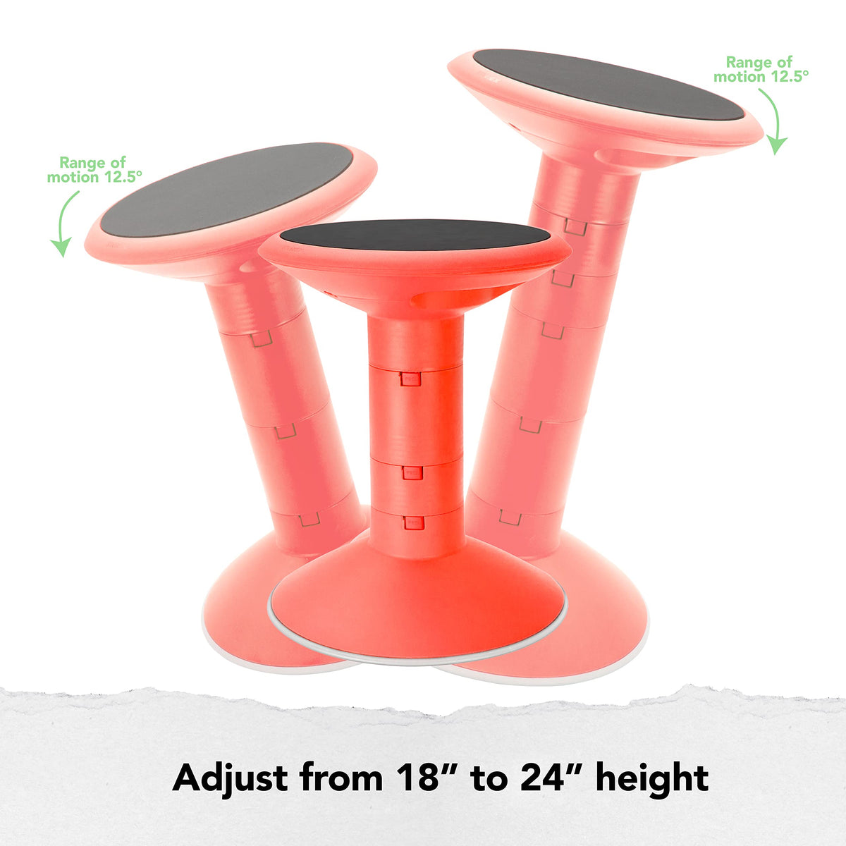 Storex Active Tilt Stool – Ergonomic Seating for Flexible Office Space and Standing Desks, Adjustable 12-24 Inch Height, Red (00324a01c)