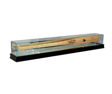Perfect Cases Glass Baseball Bat Display Case with Real Wood Moulding – Cherry, Black, or Walnut – Tabletop, UV Protected, Optional Custom Engraving