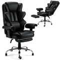 Heated Recliner Office Chair with Massager, Footrest, Height Adjustable Arm, Black