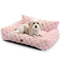 ABCPET Cat Bed Cat Couch for Puppy and Kitten, Fluffy Dog Bed Medium Dogs Couch, Supportive Cats Sofa for Indoor Cats, Washable Cover & Non-Slip, 32 inch, Pink
