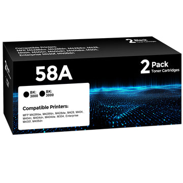 58A Toner Cartridge Black Replacement for HP Laser Jet 58A HP58A CF258A | 2 Pack 58A Black Toner CF258A 58x cf258x Work with Laser Jet Pro M404dw M406dn M404dn M404n MFP M430f M428dw M428fdn Printer