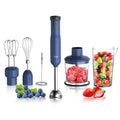 Rosewill 6-in-1 Multi-Speed Cordless Rechargeable Immersion Hand Blender, Heavy Duty Motor - Stick Blender, Beaker, Whisk, Chopper, Dual Beater, Milk Frother - For Smoothies, Baby Food, Soup - Blue