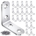 20PCS L Bracket Corner Brace Sets, Stainless Steel L Brackets for Wood Shelves, 90 Degree Right Angle Bracket with 80 Screws, Metal Corner Brackets for Furniture Cabinet Drawer Chair (1.57x1.57 in)
