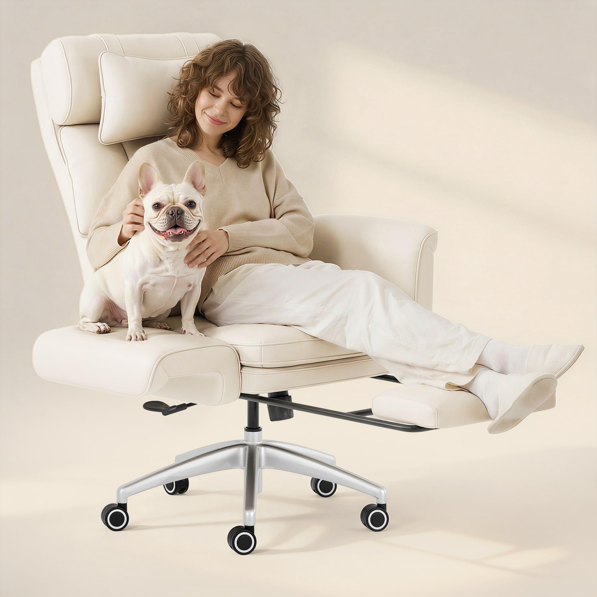 Flexispot Oversized Lounge Chair Indoor with Convertible Seat Width Up to 44in Wheels Footrest 180° Flip Armrests, Chairs for Living Room Study