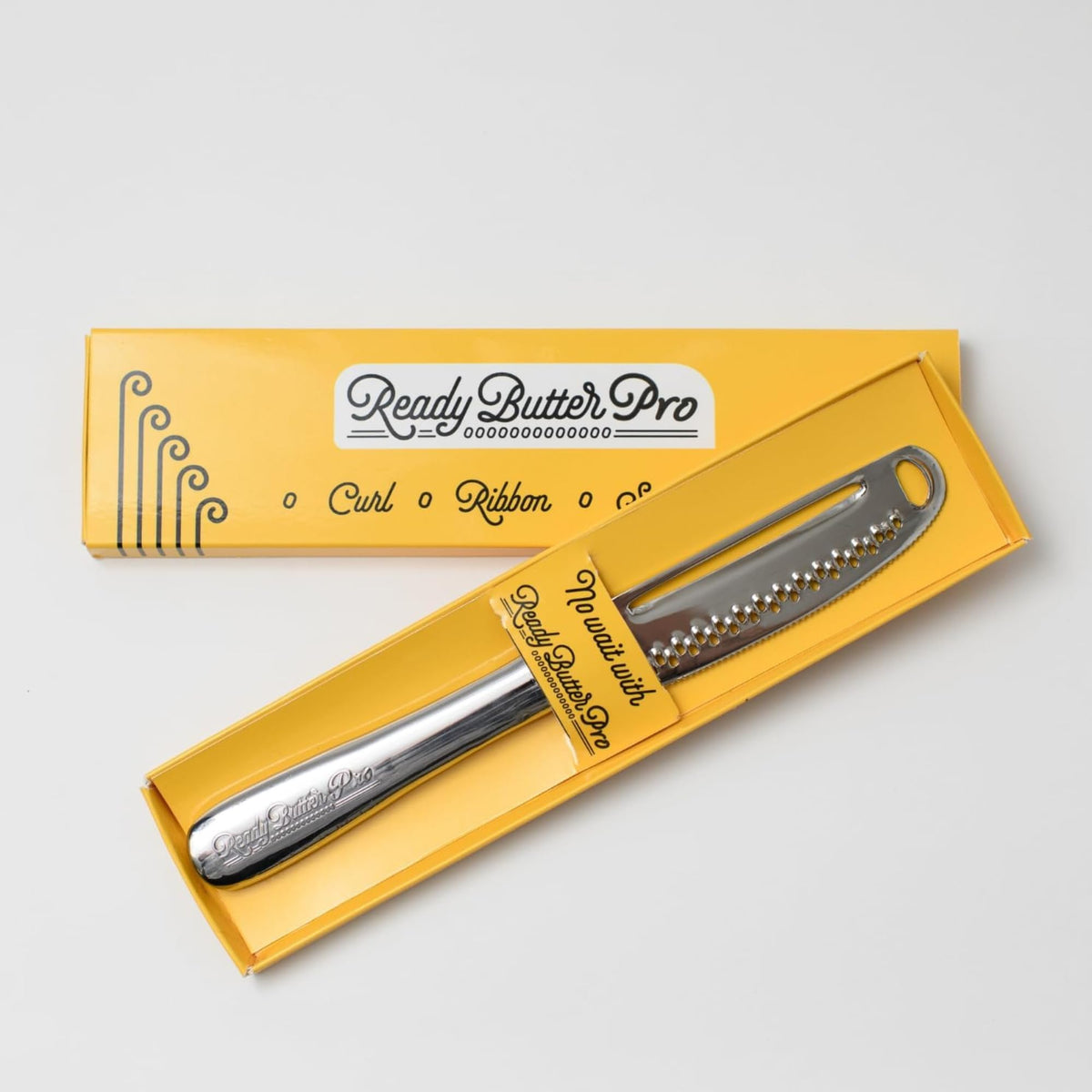 READY BUTTER PRO 3-in-1 Butter Knife - Stainless Steel Serrated Knife With Holes in Blade - Cold Butter Spreader, Curler & Micro Grater - Dishwasher Safe