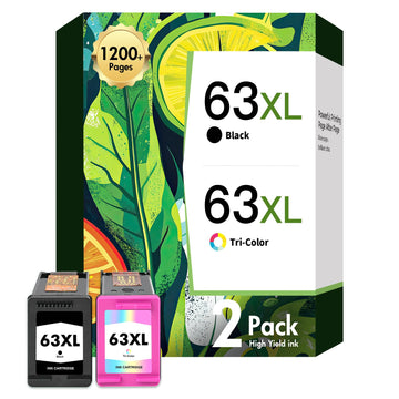 63 63XL Ink Cartridges Black and Color Combo Pack for HP 3830 4520 Printers | Replacement for Envy 4520 OfficeJet 3830 HP63XL for HP Envy 4512 OfficeJet 4650 5255 5258 5200 DeskJet 1112 Printer 2-Pack
