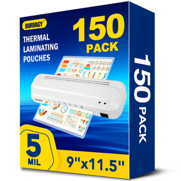 BURVAGY Thermal Laminating Pouches 5 Mil,150 Pack Laminating Sheets, 9 x 11.5 Inches Lamination Sheet Paper for Laminator, Clear, Round Corner Letter Size, Office School Supplies