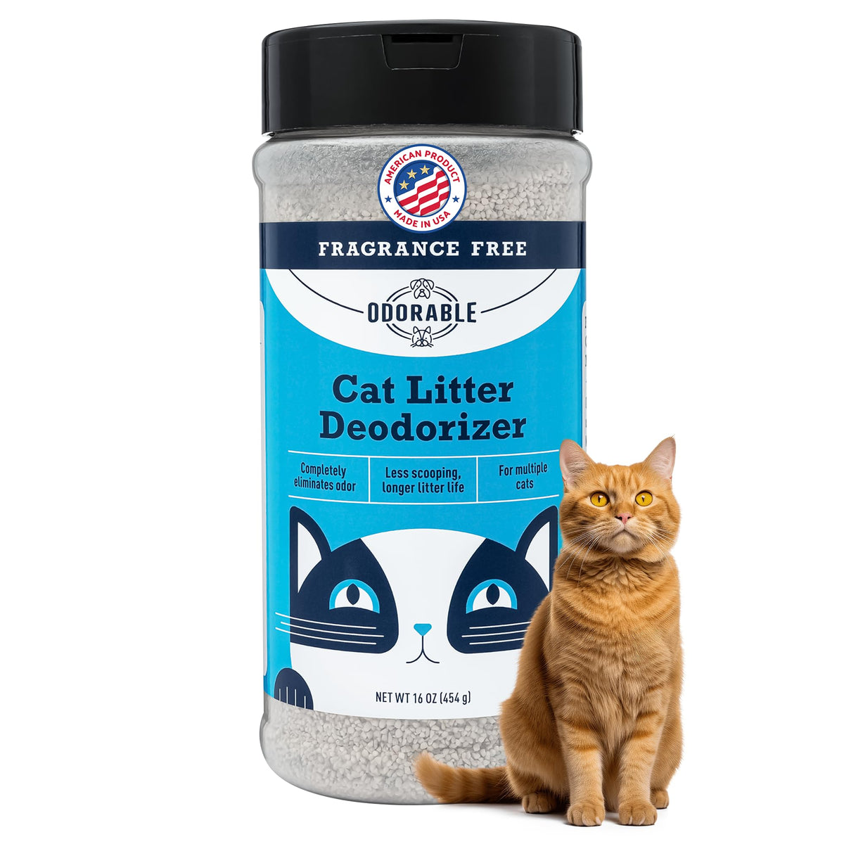 Cat Litter Deodorizer - Unscented Odor Eliminator & Litter Box Cleaner & Freshener, Non-Tracking, Dust-Free, Easy Clump & Seal, Stain & Odor Control, Advance Odor Control Technology - 16oz