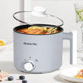 Electric Hot Pot :1.5L Mini Ramen Cooker with Overheat & Boil-Dry Protection, Suitable for Noodles, Soup, Oatmeal, College Dorm Office Travel Essentials (Grey, 1.5L)